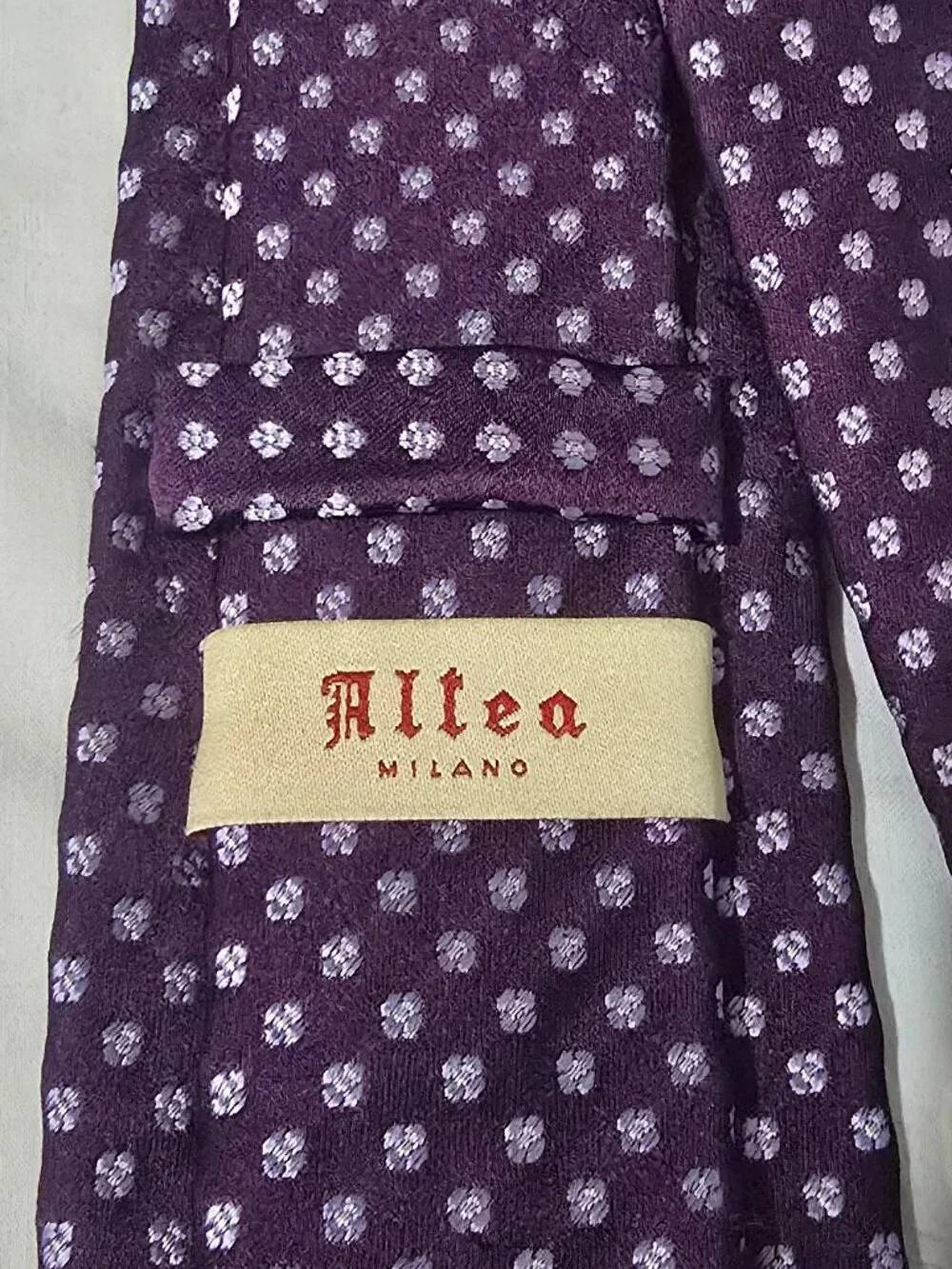 Altea Milano Made in Italy 100% Silk Necktie - Purple White Geo